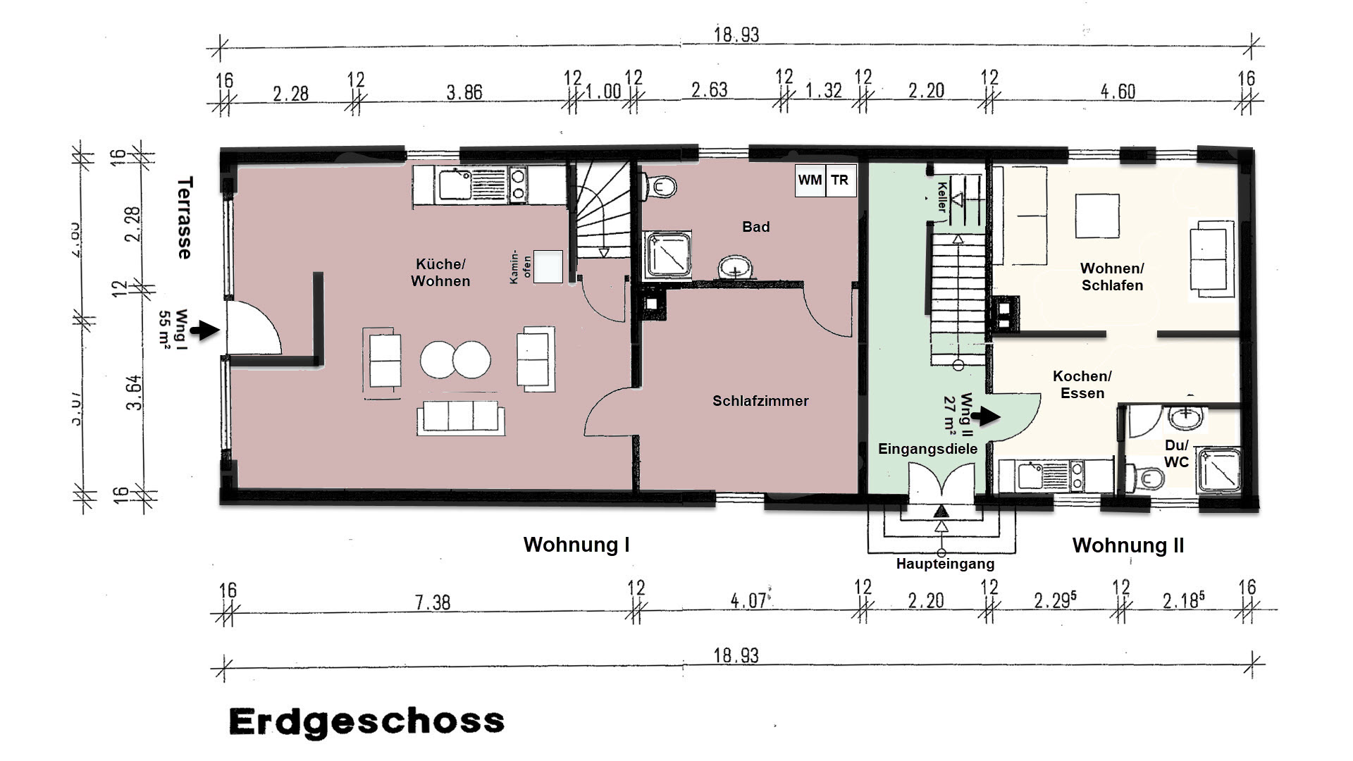 Reichshof-Oberagger: Komplett saniertes Fachwerkhaus mit 4 vermieteten Wohnungen, EG: Wohnung I/ 55 m² und Wohnung II/ 27 m²